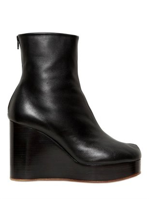 Maison Margiela - 100mm Tabi Leather Wedge Ankle Boots