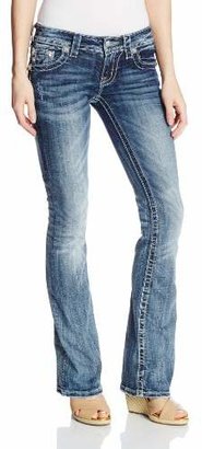 Miss Me Lace Embroidered Bootcut Flap Pocket Denim Jean