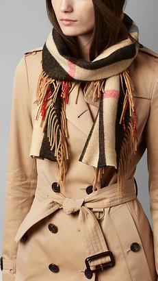 Burberry Cashmere And Merino Wool Check Scarf