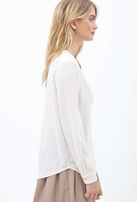 Forever 21 Contemporary Pleated V-Neck Top