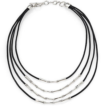 John Hardy Bamboo Sterling Silver & Black Cord Four-Row Necklace