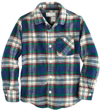 J.Crew Boys' cotton twill flannel shirt in deep ivy plaid