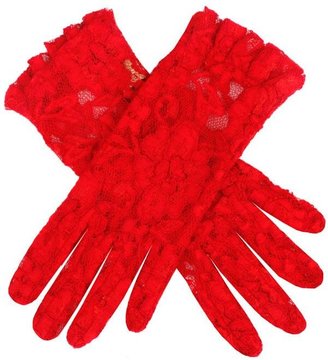 Dents Ladies short lace glove with ruffle cuff