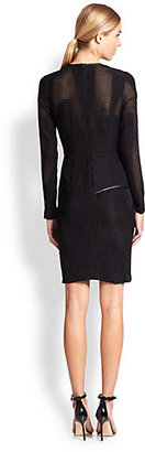 Yigal Azrouel Leather-Trimmed Liner Tulle Dress