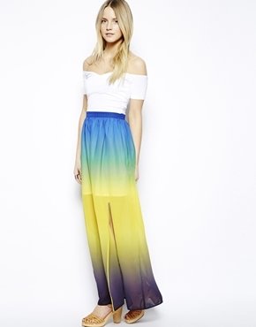 Jovonnista Waston Ombre Maxi Skirt with Thigh Split - yellow