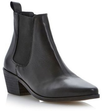 Dune Black leather pointed toe chelsea ankle boot