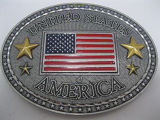 American Apparel Cowboy Western Belt Buckle #NJ24 - Star Spangled Banner