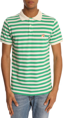 Kitsune TEE - Green Striped Polo Shirt