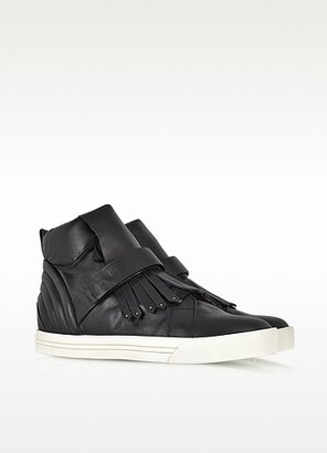 Marc Jacobs Black High Top Fringed Leather Sneaker