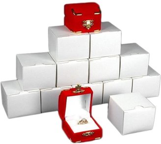 FindingKing 12 Red Flocked Ring Gift Boxes Jewelry Case Displays