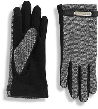 Lauren Ralph Lauren Wool Blend Touch Gloves-BLACK/GREY-X-Large