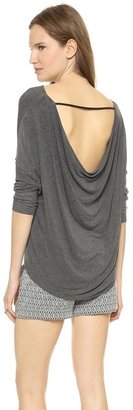 Alice + Olivia AIR by Long Sleeve Top with Leather Trim