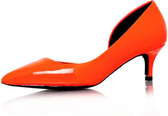 KG by Kurt Geiger **Orange Patent Low Heel Court Shoes