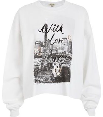 River Island White love Paris print sweatshirt