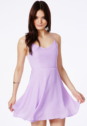 Missguided Lilac Chiffon Caged Back Skater Dress