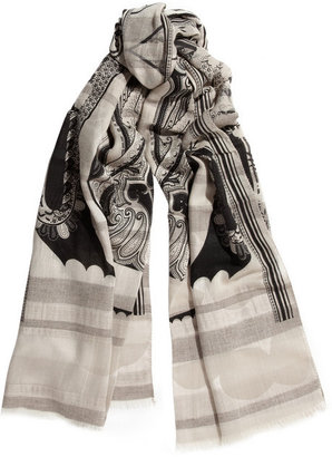 Etro Printed wool-blend scarf