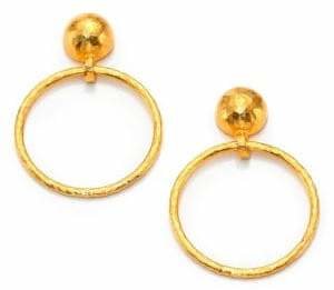Gurhan Hoopla 24K Yellow Gold Geometric Geo Drop Hoop Earrings