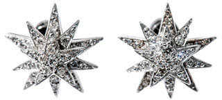 Ileana Makri Diamond, gold & silver star earrings