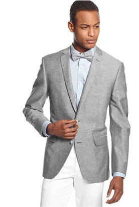 Bar III Sport Coat Grey Cotton with Elbow Patch Slim Fit