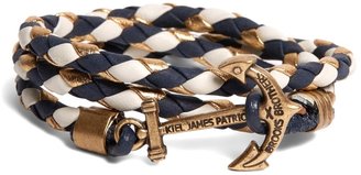 Brooks Brothers Kiel James Patrick Navy Leather Wrap Bracelet