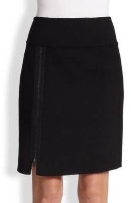 Donna Karan Zipper-Detail Wool Skirt