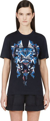 Juun.J Navy Textured Graphic T-Shirt
