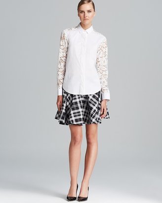 DKNY Lace Inset Button Front Shirt
