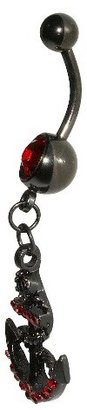 Women's Supreme JewelryTM Curved Barbell Belly Ring with Stones - Black/Red
