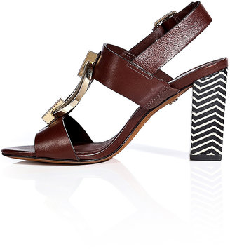 Diane von Furstenberg Leather Sandals with Embellished Front