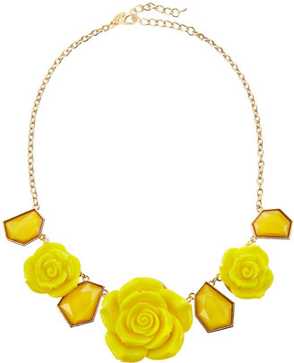 Greenbeads Rose and Geo-Station Necklace, Yellow
