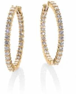 Roberto Coin Diamond & 18K Yellow Gold Hoop Earrings/1.15"