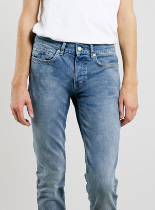 Topman Mid To Light Wash Stretch Skinny Jeans