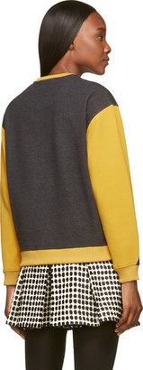 Kenzo Grey & Yellow Cotton Flannel Logo Sweatshirt
