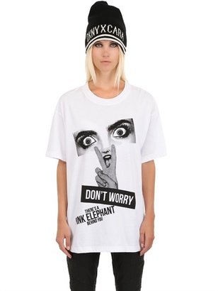 DKNY By Cara Delevingne - Don't Worry Printed Cotton T-Shirt