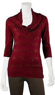 Amy Byer A Byer A. Byer Sequin Striped Cowlneck Sweater