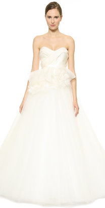Marchesa Strapless Tulle Ball Gown