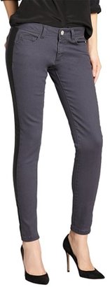 Romeo & Juliet Couture charcoal tuxedo leather stripe jeans