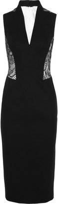 L'Wren Scott Lace-paneled wool-blend gabardine dress