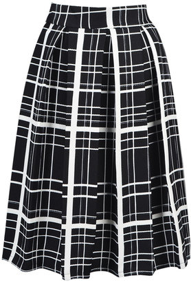 Choies Black Gingham Midi Skirt