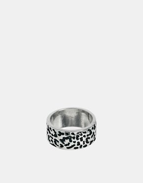 ASOS Ring With Leopard Print - Silver