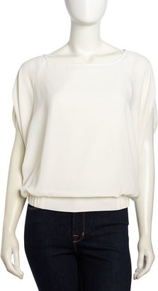 Laundry by Shelli Segal Batwing-Sleeve Banded Chiffon Top, Snow