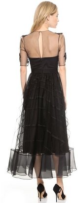 Notte by Marchesa 3135 Notte by Marchesa Tea Length Dress with Tulle Skirt