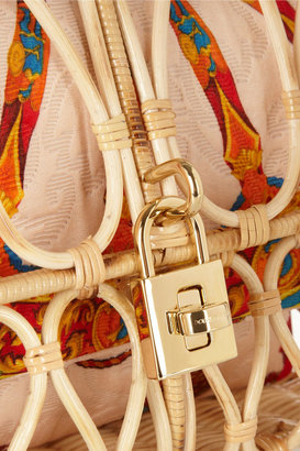 Dolce & Gabbana Leather-trimmed rattan shoulder bag
