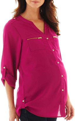 Motherhood Maternity Roll-Tab Button-Front Shirt - Plus