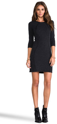 Autumn Cashmere Body Con Dress With Leather Piping