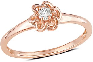 Ice.com 2684 1/10 Carat Diamond 10K Pink Gold Flower Ring