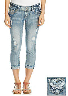 Wallflower® Wing Back Destructed Cropped Jeans
