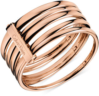 CK Calvin Klein Calvin Klein Rose Gold-Tone Polished Bangle Bracelet