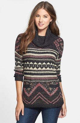 Lucky Brand Print Cowl Neck Sweater