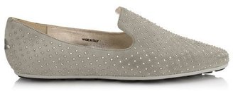 Jimmy Choo Wheel Pebble Suede Slippers with Silver Mini Studs